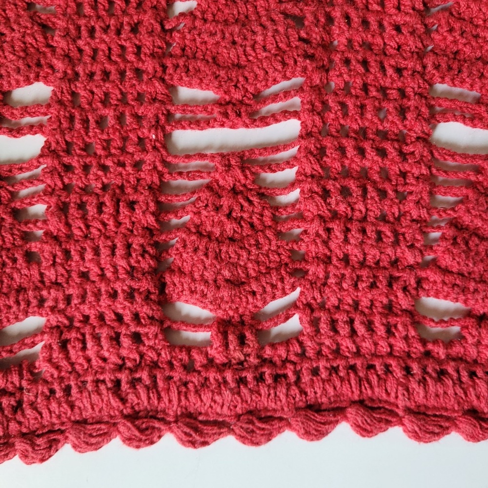 Handmade Christmas Tree Crochet Placemats Rust Red Holiday Table Decor Set Of 4